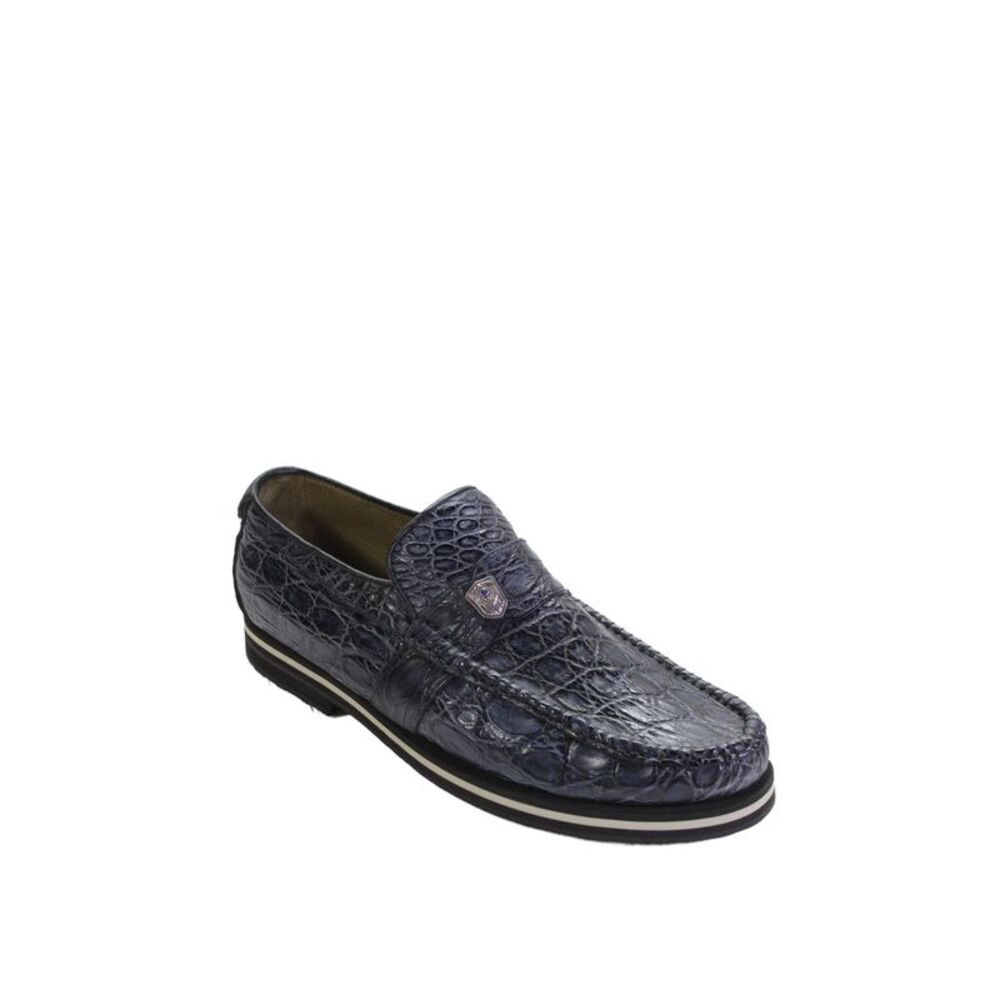 Tardini Mens Full Genuine American Alligator Dress Shoes Dark Blue Size 8